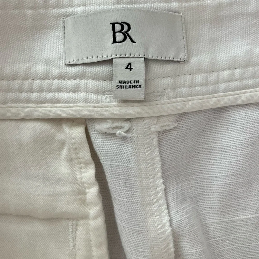 EUC Banana Republic Mya Cotton-Linen Cargo Iced Vanilla Ivory High Rise Pants 4